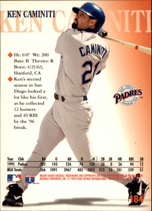 1996 Circa (Fleer/Skybox) Baseball "Main Set" Cards #1 to #200 Rookies and Vets - Picture 349 of 381