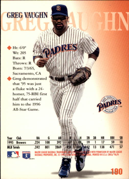 1996 Circa (Fleer/Skybox) Baseball "Main Set" Cards #1 to #200 Rookies and Vets - Picture 361 of 381