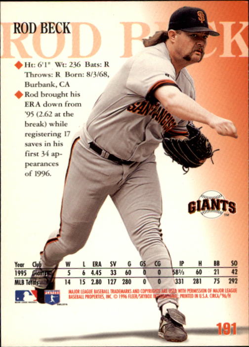1996 Circa (Fleer/Skybox) Baseball "Main Set" Cards #1 to #200 Rookies and Vets - Picture 363 of 381