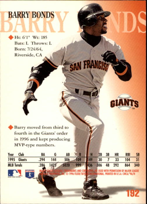 1996 Circa (Fleer/Skybox) Baseball "Main Set" Cards #1 to #200 Rookies and Vets - Picture 365 of 381