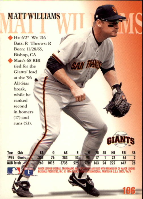 1996 Circa (Fleer/Skybox) Baseball "Main Set" Cards #1 to #200 Rookies and Vets - Picture 373 of 381