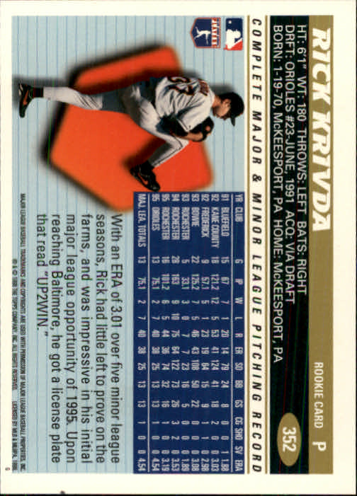 B1937- 1996 Topps Baseball Cards 251-440 +Inserts -You Pick- 10+ FREE US SHIP - Picture 205 of 417