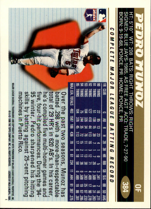 B1937- 1996 Topps Baseball Cards 251-440 +Inserts -You Pick- 10+ FREE US SHIP - Picture 269 of 417