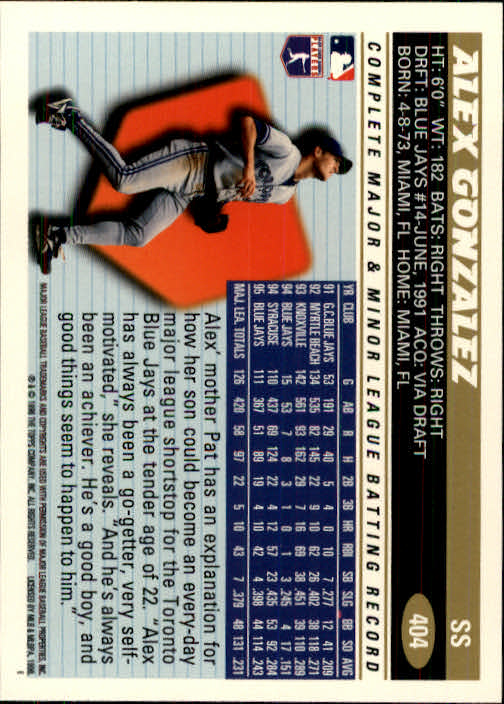 B1937- 1996 Topps Baseball Cards 251-440 +Inserts -You Pick- 10+ FREE US SHIP - Picture 309 of 417