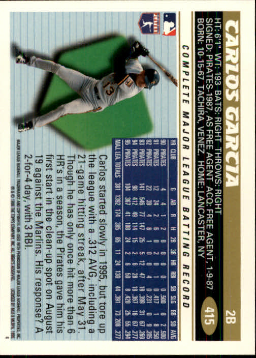 B1937- 1996 Topps Baseball Cards 251-440 +Inserts -You Pick- 10+ FREE US SHIP - Picture 331 of 417