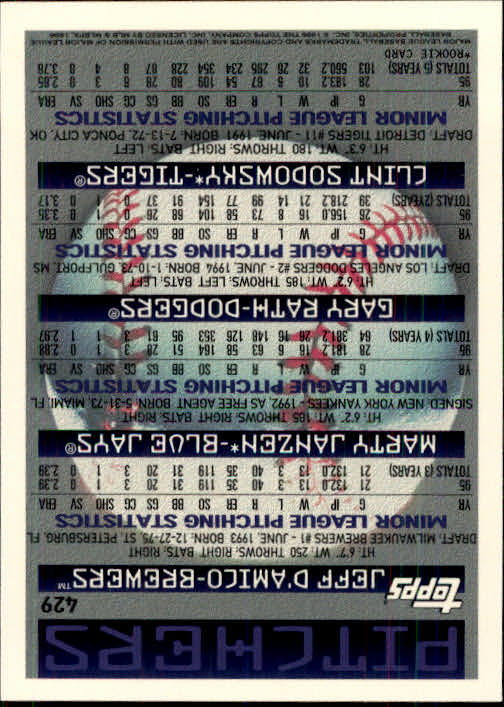 B1937- 1996 Topps Baseball Cards 251-440 +Inserts -You Pick- 10+ FREE US SHIP - Picture 359 of 417