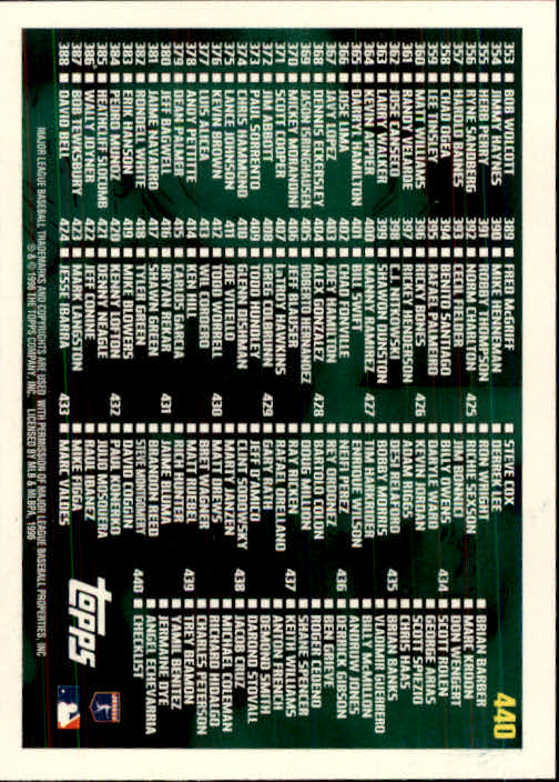 B1937- 1996 Topps Baseball Cards 251-440 +Inserts -You Pick- 10+ FREE US SHIP - Picture 381 of 417