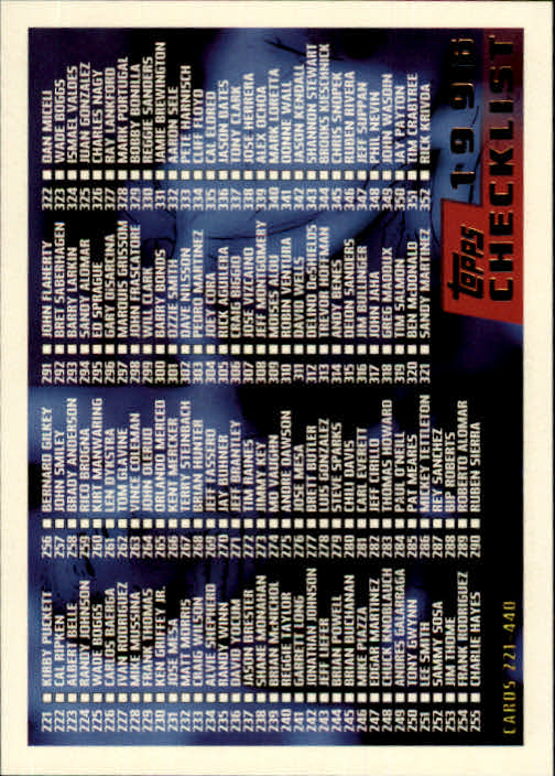 B1937- 1996 Topps Baseball Cards 251-440 +Inserts -You Pick- 10+ FREE US SHIP - Picture 380 of 417