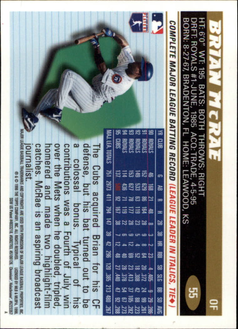 A7705- 1996 Topps Chrome Baseball Card #s 1-165 -You Pick- 15+ FREE US SHIP