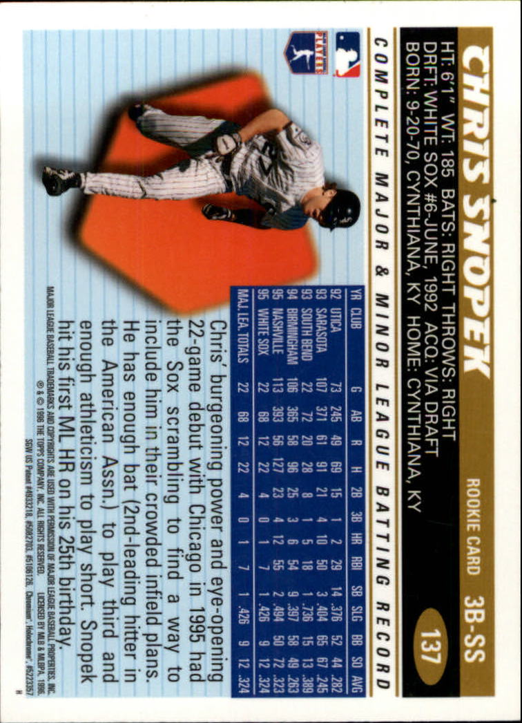 A7705- 1996 Topps Chrome Baseball Card #s 1-165 -You Pick- 15+ FREE US SHIP