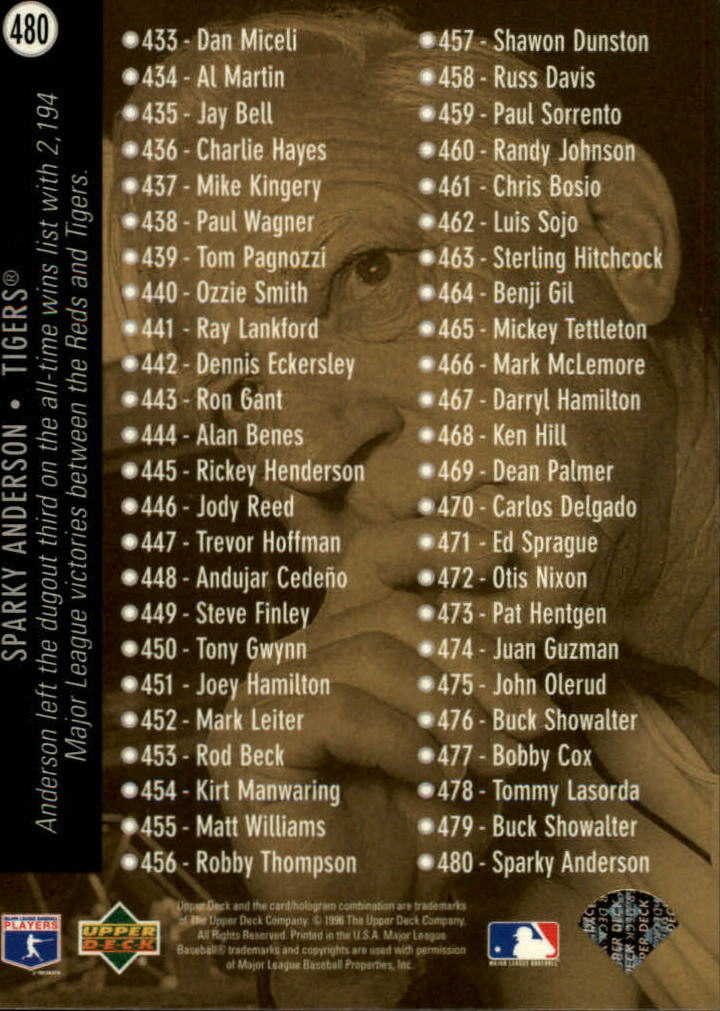 1996 Upper Deck Baseball Card Pick 251-499 - Picture 451 of 465