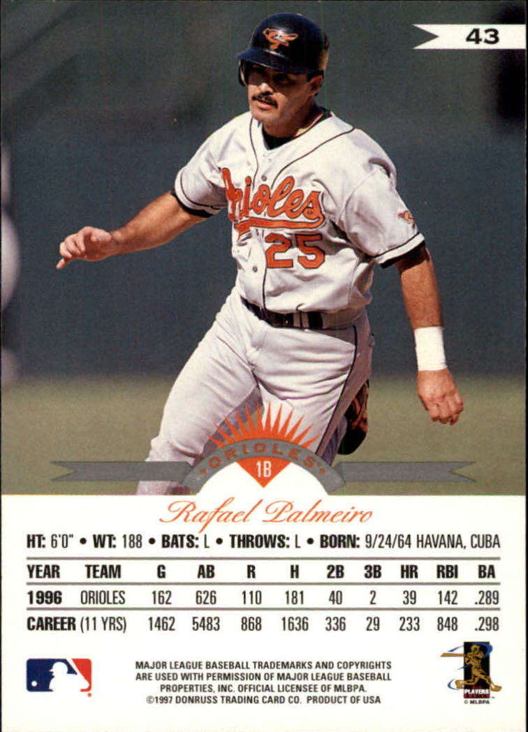 1997 Leaf Baseball "Main Set" Cards #1 to #200 - Picture 87 of 399