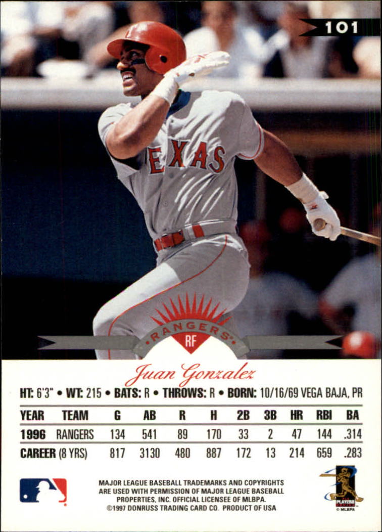 1997 Leaf Baseball "Main Set" Cards #1 to #200 - Picture 203 of 399