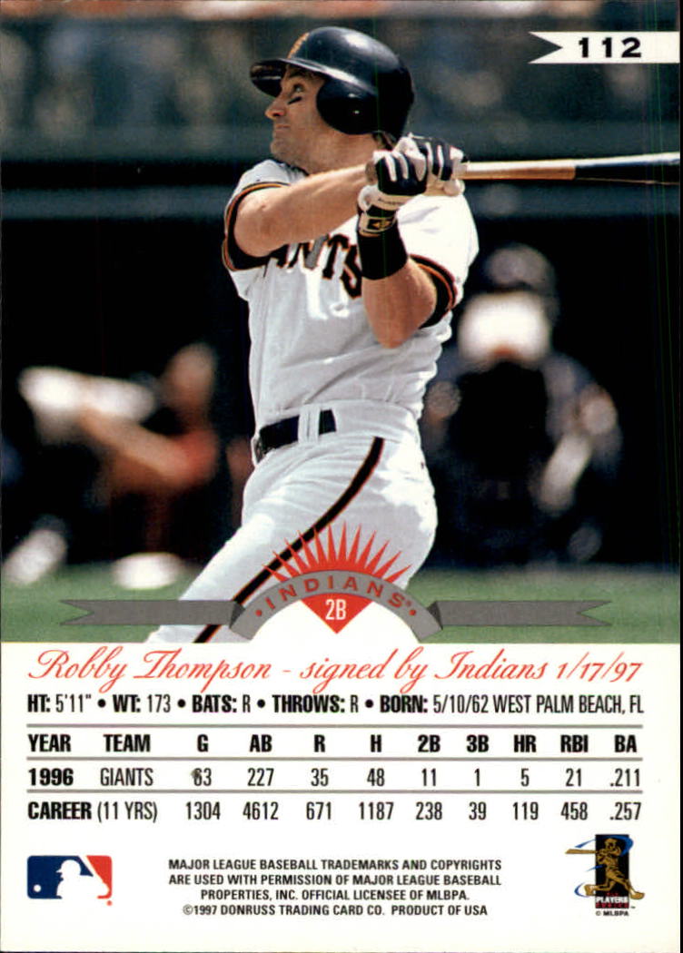 1997 Leaf Baseball "Main Set" Cards #1 to #200 - Picture 225 of 399