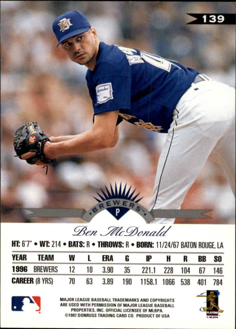 1997 Leaf Baseball "Main Set" Cards #1 to #200 - Picture 279 of 399