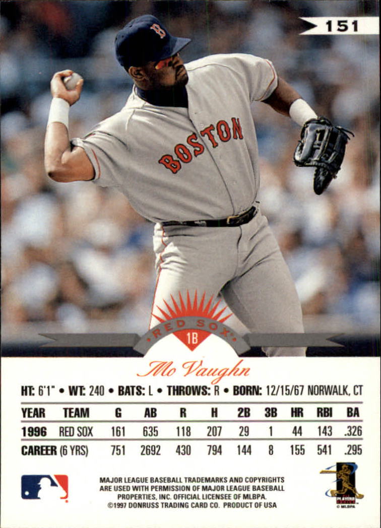 1997 Leaf Baseball "Main Set" Cards #1 to #200 - Picture 303 of 399