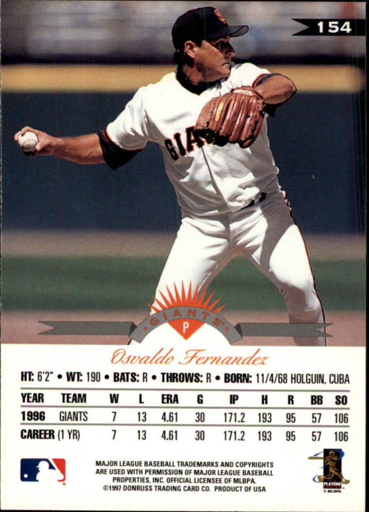 1997 Leaf Baseball "Main Set" Cards #1 to #200 - Picture 309 of 399