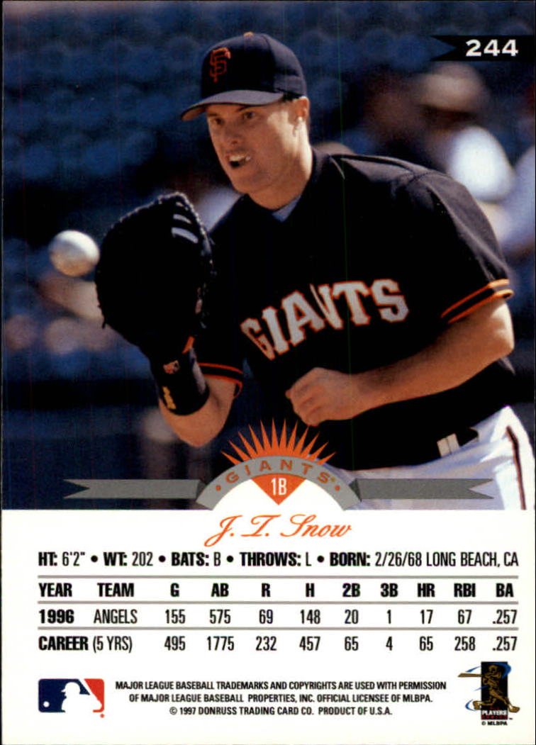 1997 Leaf Baseball "Main Set" Cards #201 to #400 - Picture 89 of 398
