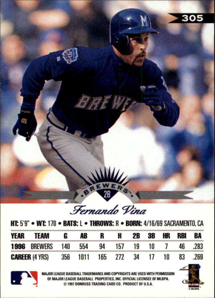 1997 Leaf Baseball "Main Set" Cards #201 to #400 - Picture 210 of 398