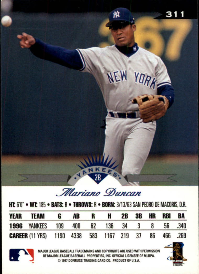 1997 Leaf Baseball "Main Set" Cards #201 to #400 - Picture 222 of 398