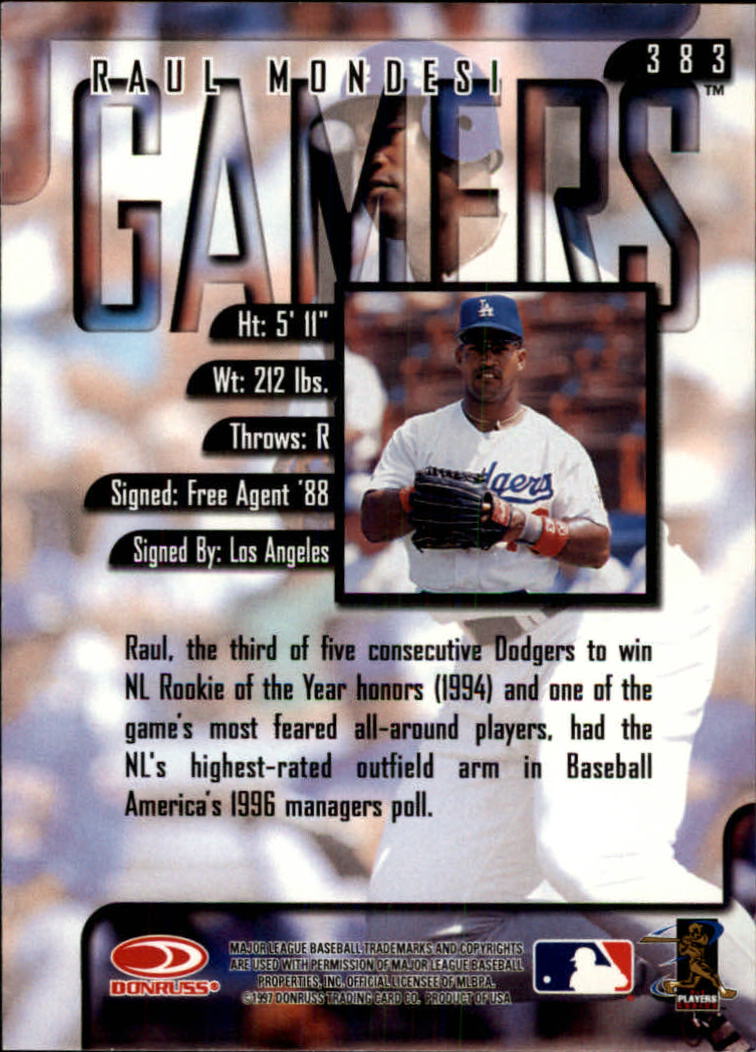 1997 Leaf Baseball "Main Set" Cards #201 to #400 - Picture 364 of 398