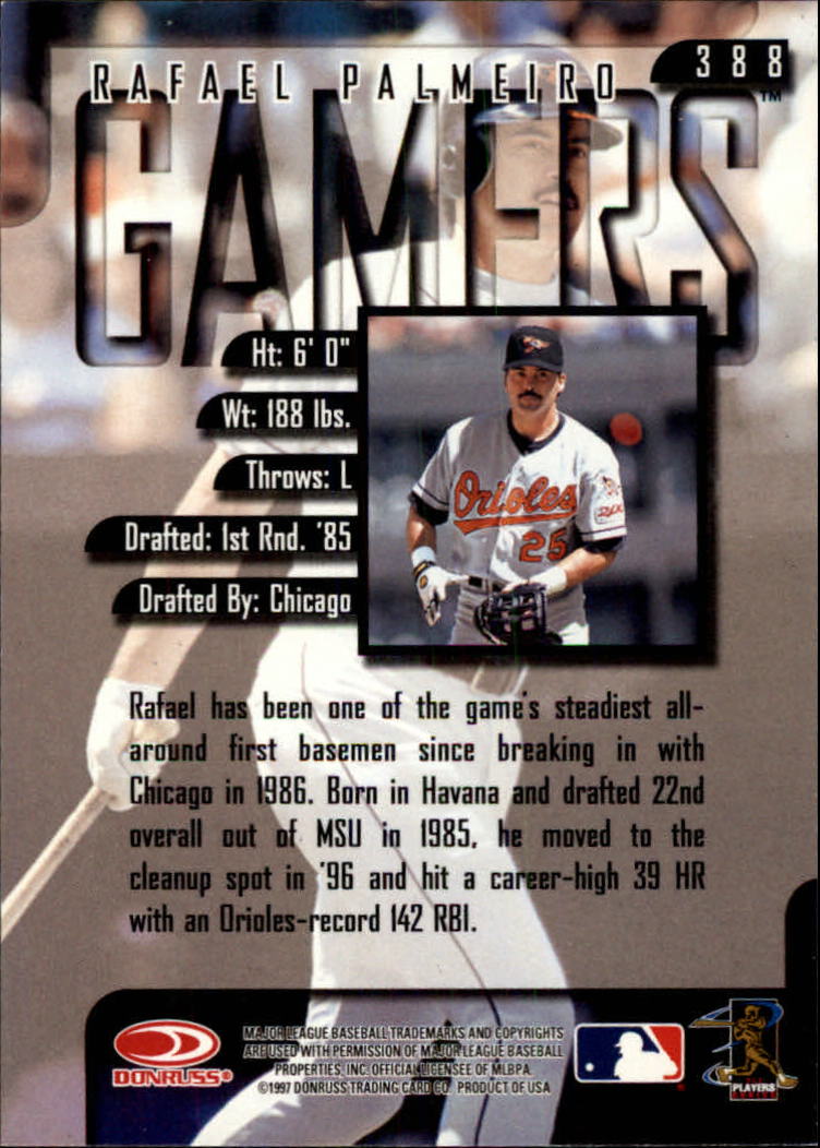 1997 Leaf Baseball "Main Set" Cards #201 to #400 - Picture 374 of 398