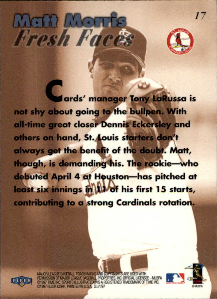 1997 Sports Illustrated (Fleer) Baseball "Main Set" Cards - Picture 31 of 279