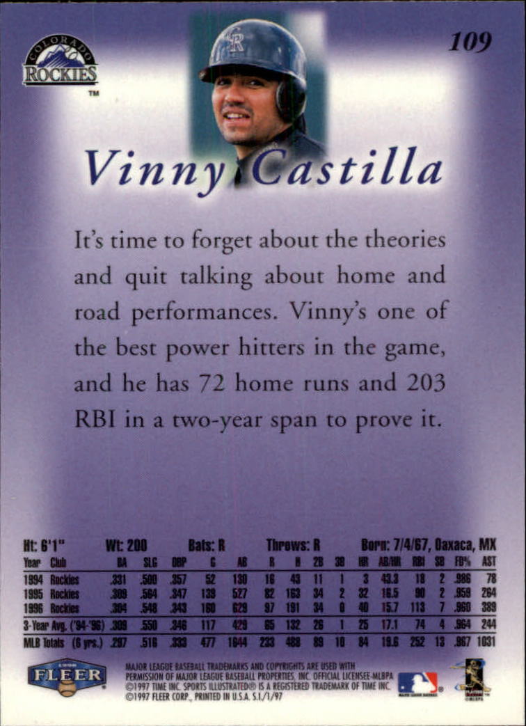 1997 Sports Illustrated (Fleer) Baseball "Main Set" Cards - Picture 165 of 279
