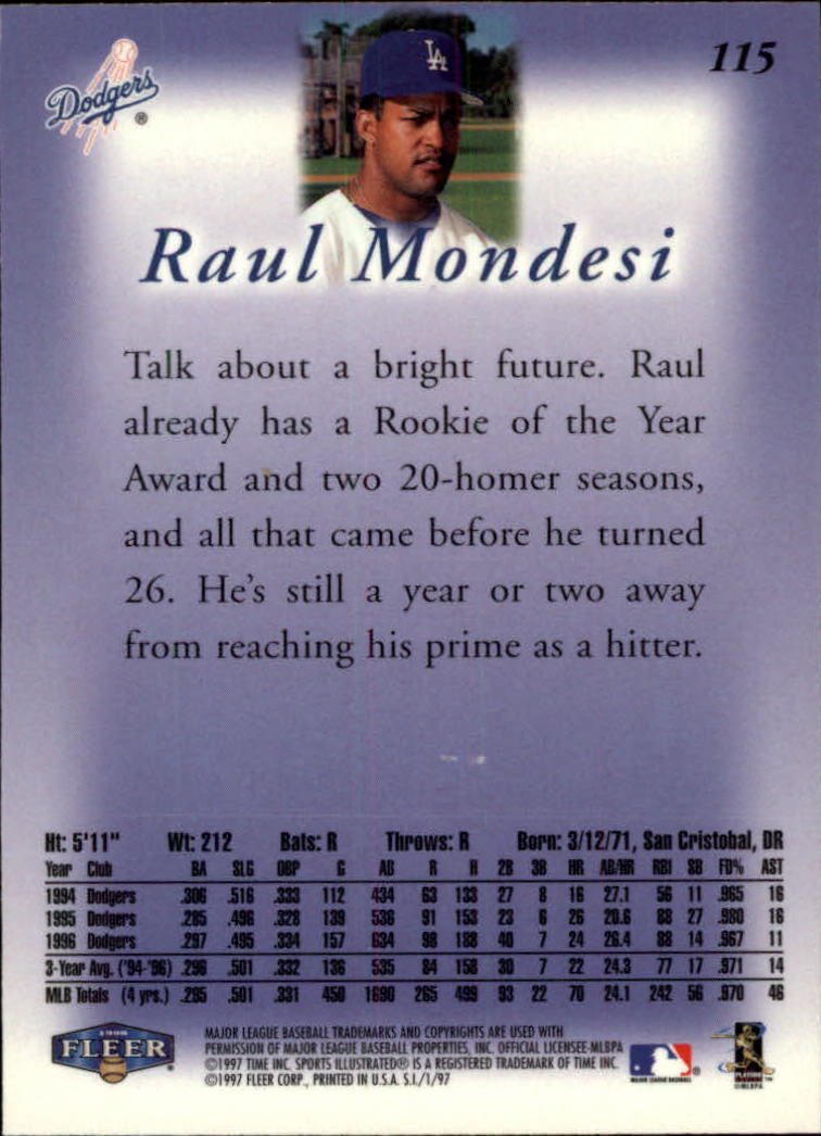 1997 Sports Illustrated (Fleer) Baseball "Main Set" Cards - Picture 173 of 279