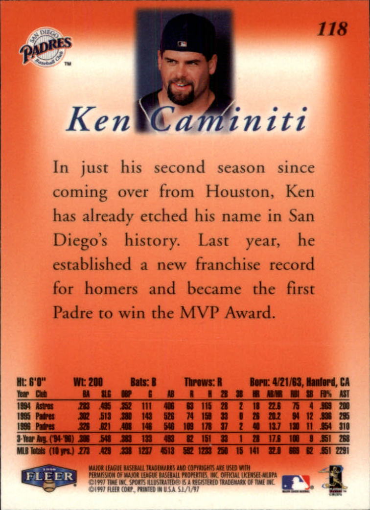 1997 Sports Illustrated (Fleer) Baseball "Main Set" Cards - Picture 179 of 279