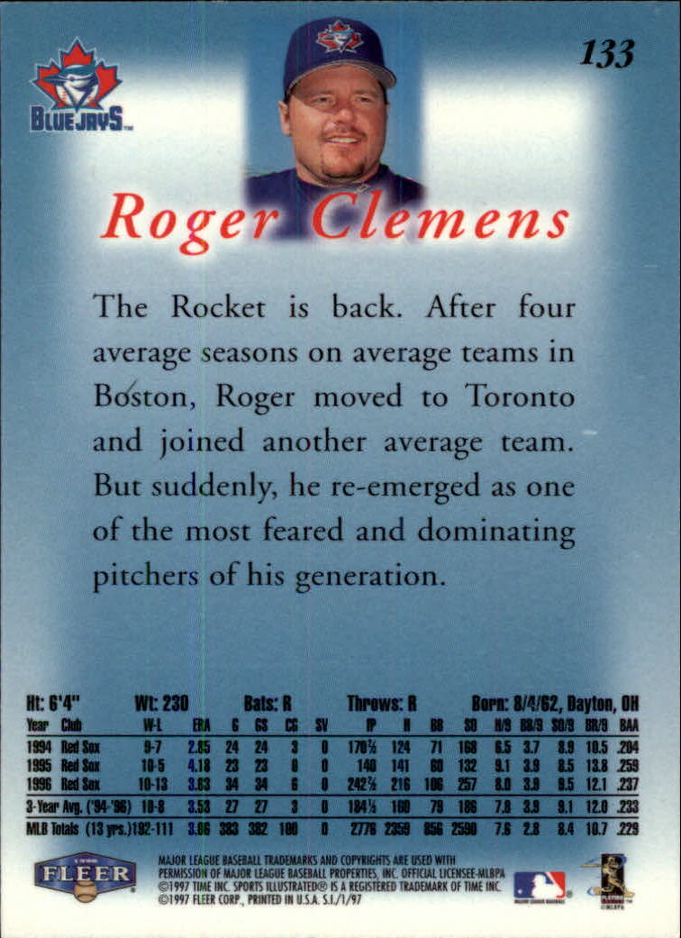 1997 Sports Illustrated (Fleer) Baseball "Main Set" Cards - Picture 205 of 279