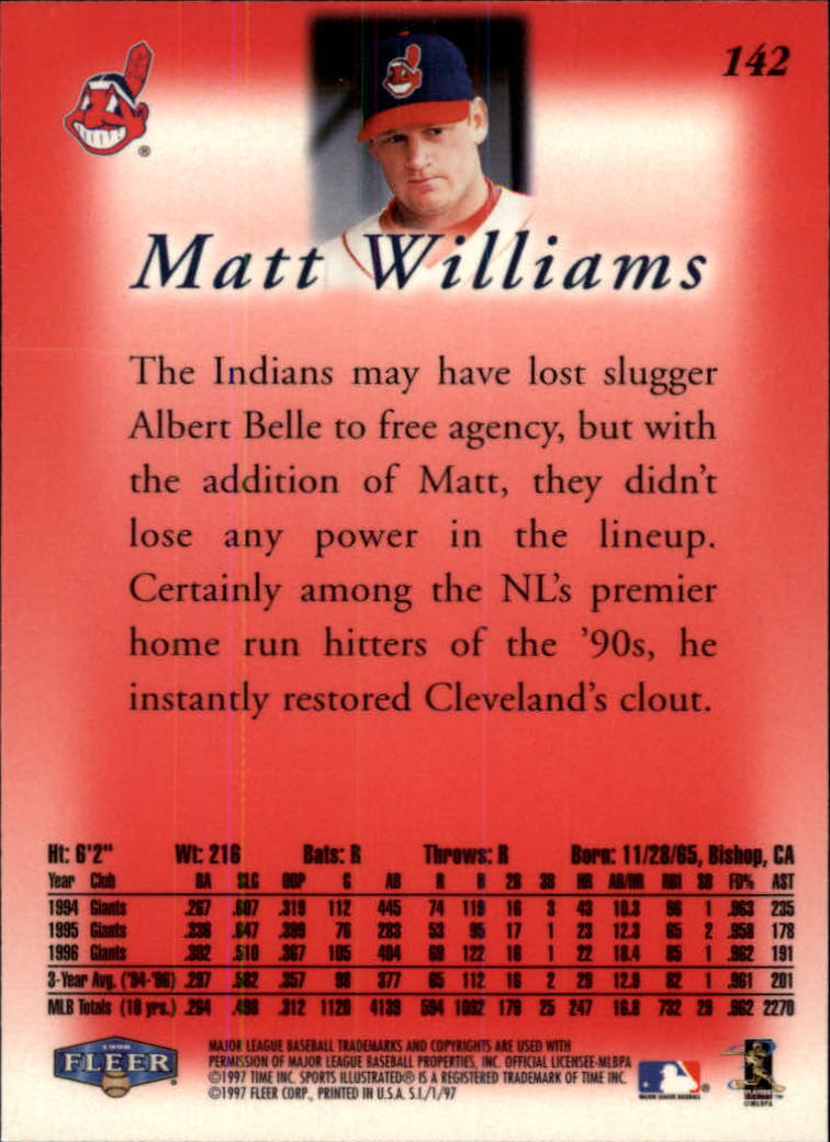 1997 Sports Illustrated (Fleer) Baseball "Main Set" Cards - Picture 223 of 279