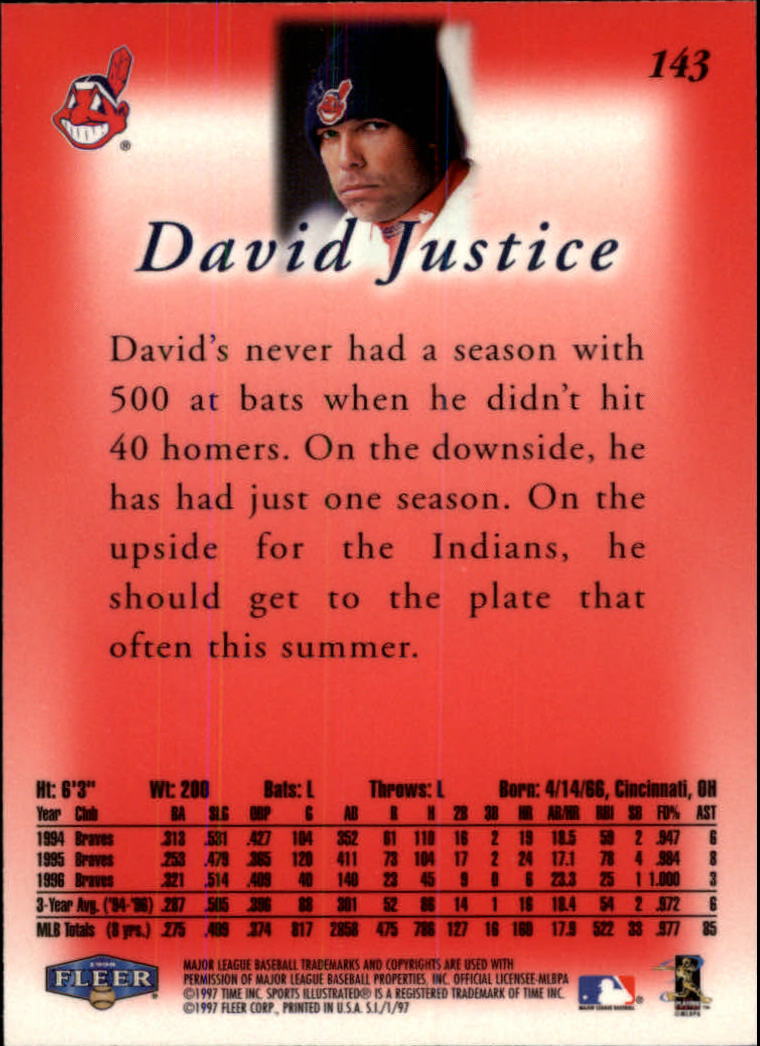 1997 Sports Illustrated (Fleer) Baseball "Main Set" Cards - Picture 225 of 279
