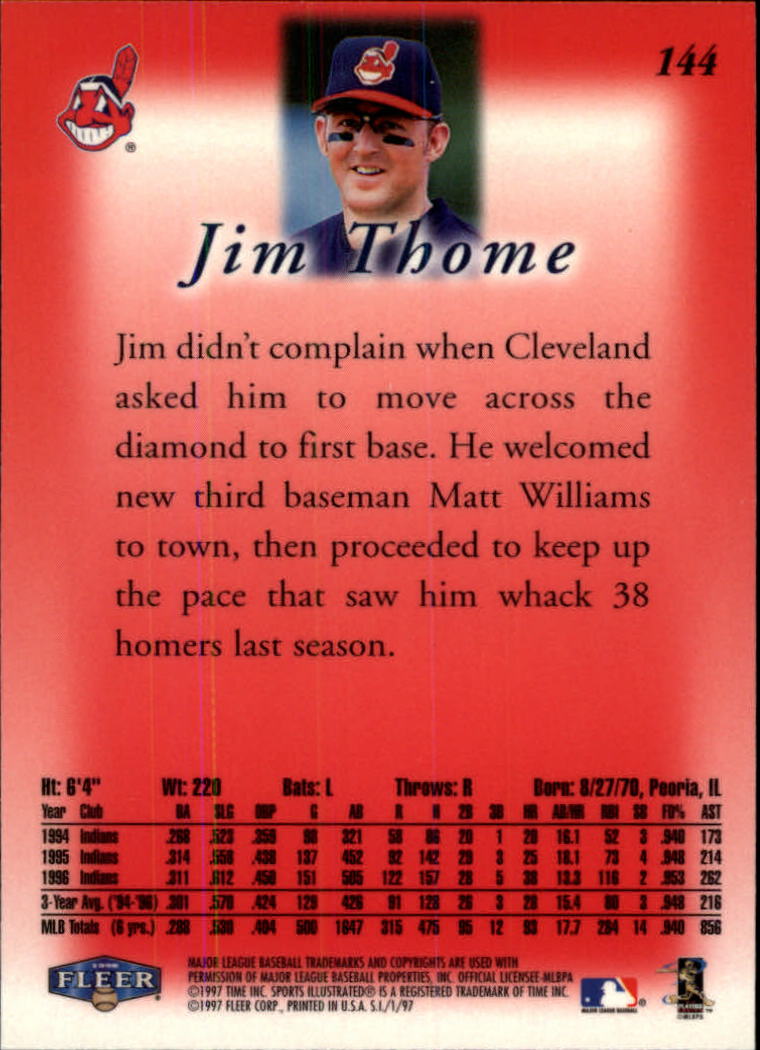 1997 Sports Illustrated (Fleer) Baseball "Main Set" Cards - Picture 227 of 279