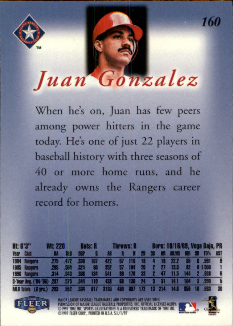 1997 Sports Illustrated (Fleer) Baseball "Main Set" Cards - Picture 251 of 279