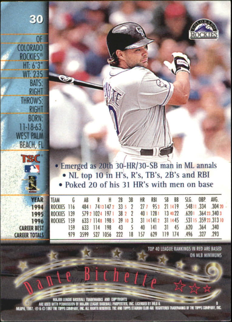 1997 Stadium Club Baseball Part 2 Insert and Parallel Cards - Picture 17 of 39