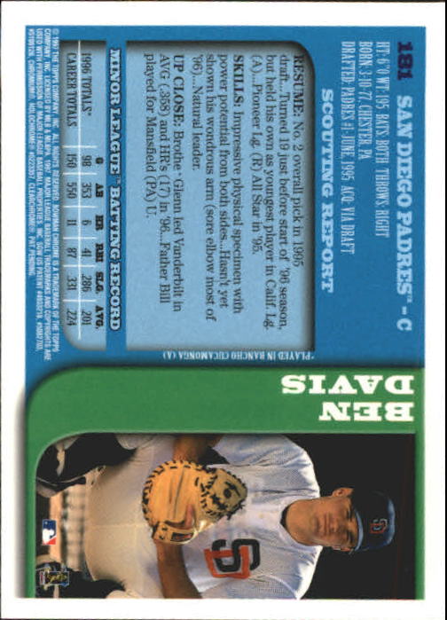 1997 BOWMAN CHROME BASEBALL NM-MT U-PICK - Picture 311 of 491