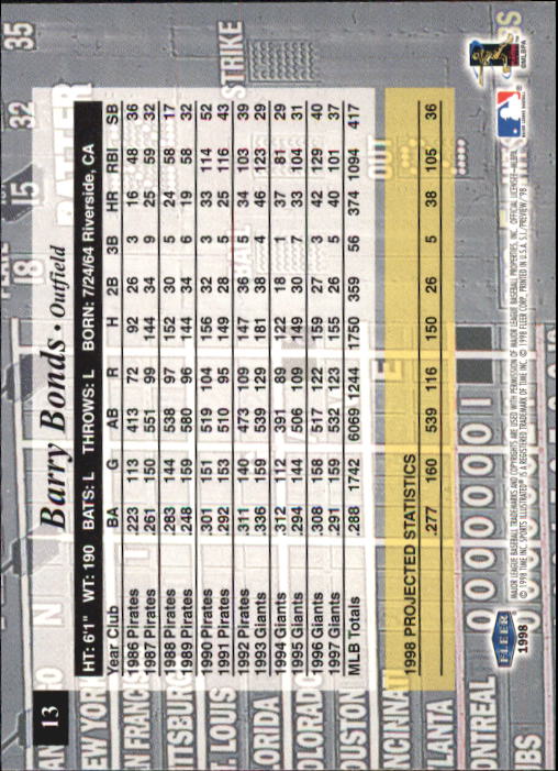 1998 Sports Illustrated Baseball (Fleer) Baseball "Main Set" Cards - Picture 13 of 198