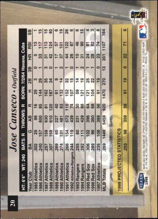 1998 Sports Illustrated Baseball (Fleer) Baseball "Main Set" Cards - Picture 19 of 198