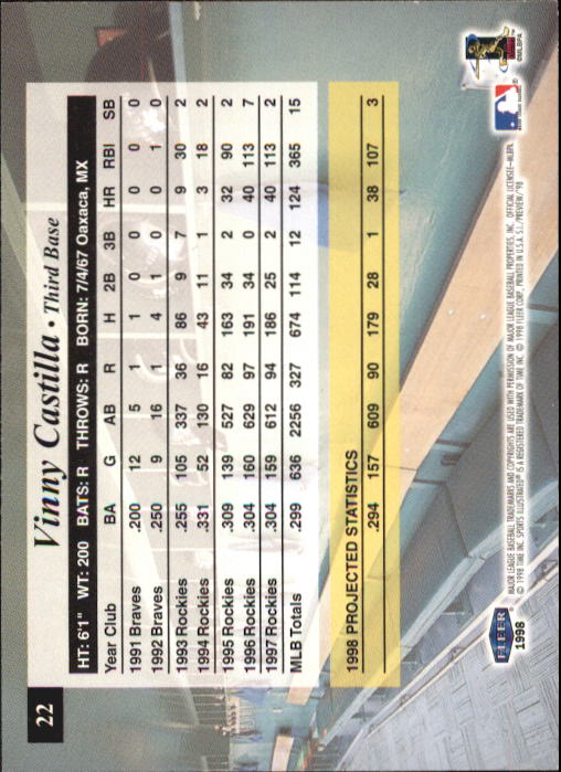 1998 Sports Illustrated Baseball (Fleer) Baseball "Main Set" Cards - Picture 21 of 198