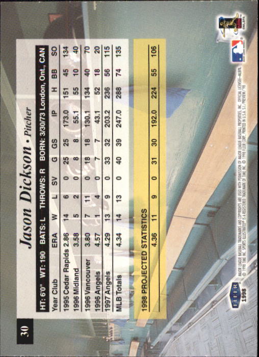 1998 Sports Illustrated Baseball (Fleer) Baseball "Main Set" Cards - Picture 33 of 198