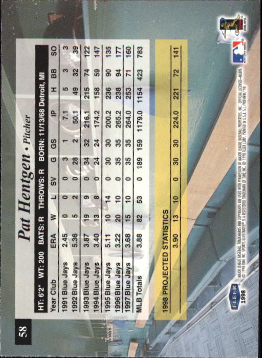 1998 Sports Illustrated Baseball (Fleer) Baseball "Main Set" Cards - Picture 61 of 198