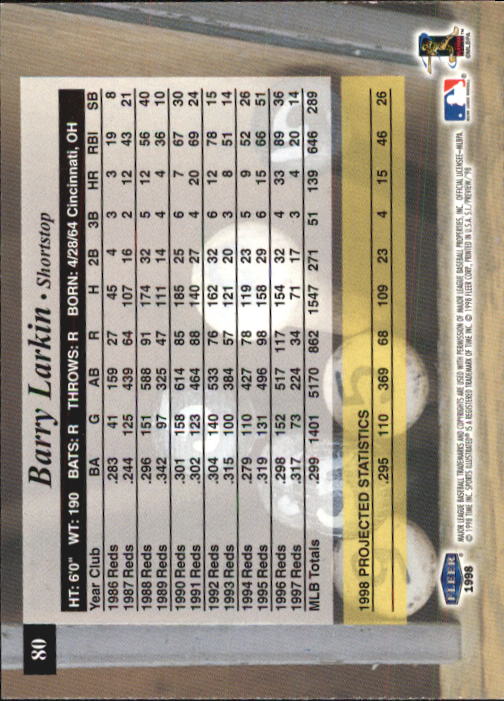 1998 Sports Illustrated Baseball (Fleer) Baseball "Main Set" Cards - Picture 87 of 198