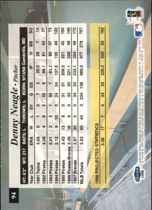 1998 Sports Illustrated Baseball (Fleer) Baseball "Main Set" Cards - Picture 105 of 198