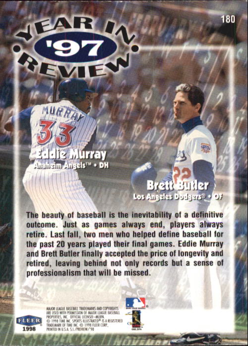 1998 Sports Illustrated Baseball (Fleer) Baseball "Main Set" Cards - Picture 181 of 198