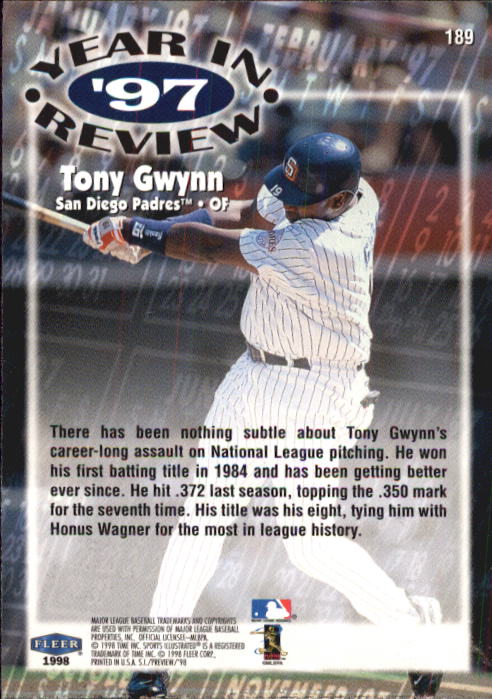 1998 Sports Illustrated Baseball (Fleer) Baseball "Main Set" Cards - Picture 185 of 198