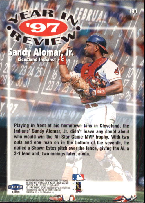 1998 Sports Illustrated Baseball (Fleer) Baseball "Main Set" Cards - Picture 187 of 198