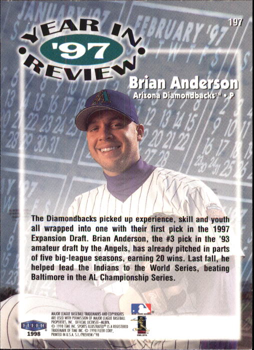 1998 Sports Illustrated Baseball (Fleer) Baseball "Main Set" Cards - Picture 195 of 198