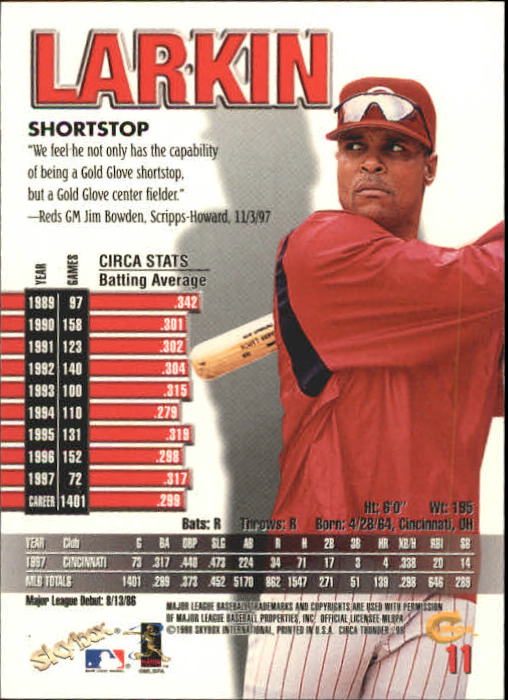 1998 Circa Thunder Baseball "Main Set" Cards #1 to #150 - Bild 23 von 301