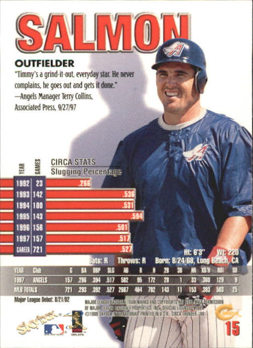 1998 Circa Thunder Baseball "Main Set" Cards #1 to #150 - Bild 31 von 301
